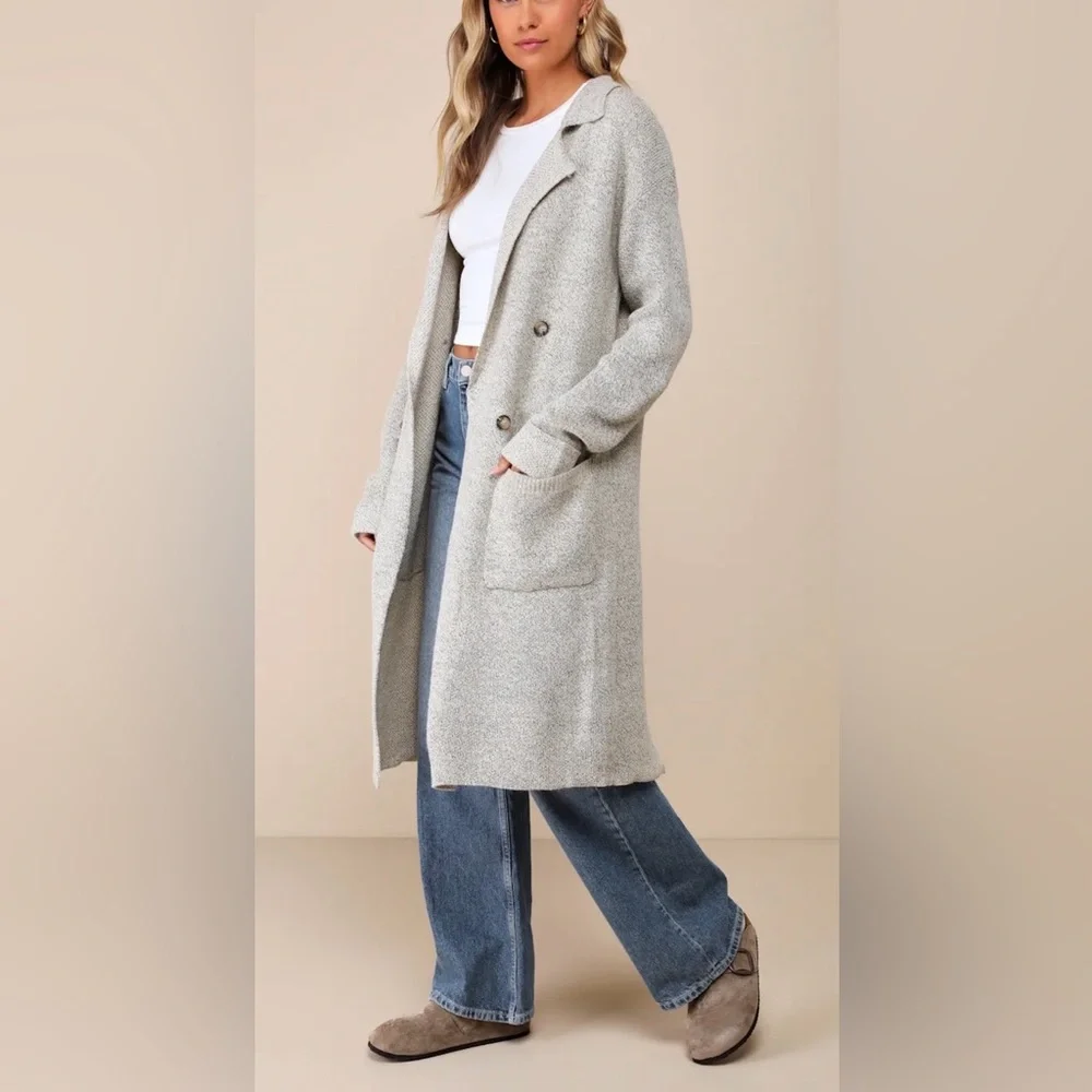 Lulus Cuddle Club Beige Marled Long Sleeve Coatigan - Picture 11 of 14